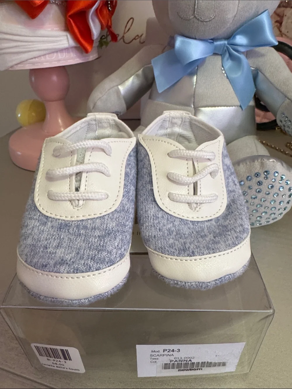 Bimbalo’ made in Italy Children's Soft Knit Sneakers - Gray & White & Blue